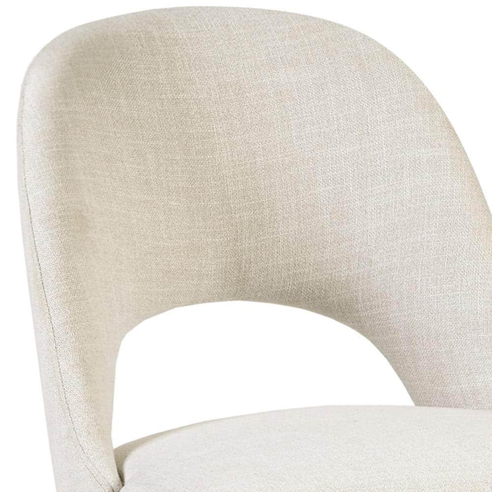Nola Mid-Century Cream Upholstered Side Chair with Splayed Legs