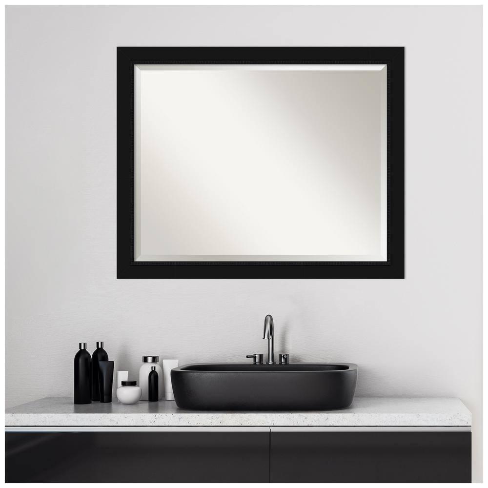 Amanti Art 31" x 25" Avon Framed Bathroom Vanity Wall Mirror Black: Modern Rectangular, Satin Finish, No Assembly Required