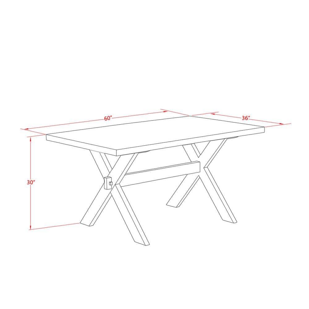 East West Furniture 7-Piece Modern Dining Set- 6 Upholstered Dining Chairs with Smoke Linen Fabric Seat and Button Tufted Chair Back - Rectangular Table Top & Wooden Cross Legs - Cement and Linen...