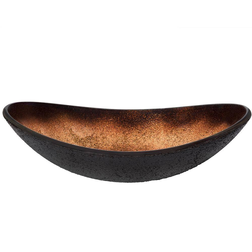 Novatto 15'' Black/Copper Glass Oval Bathroom Sink