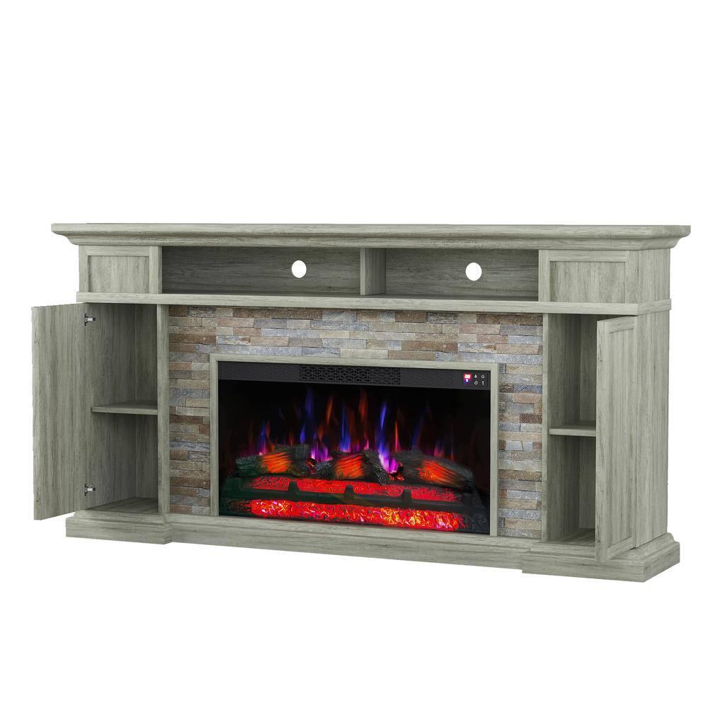 Festivo 70" Farmhouse Freestanding Electric Fireplace Light Gray