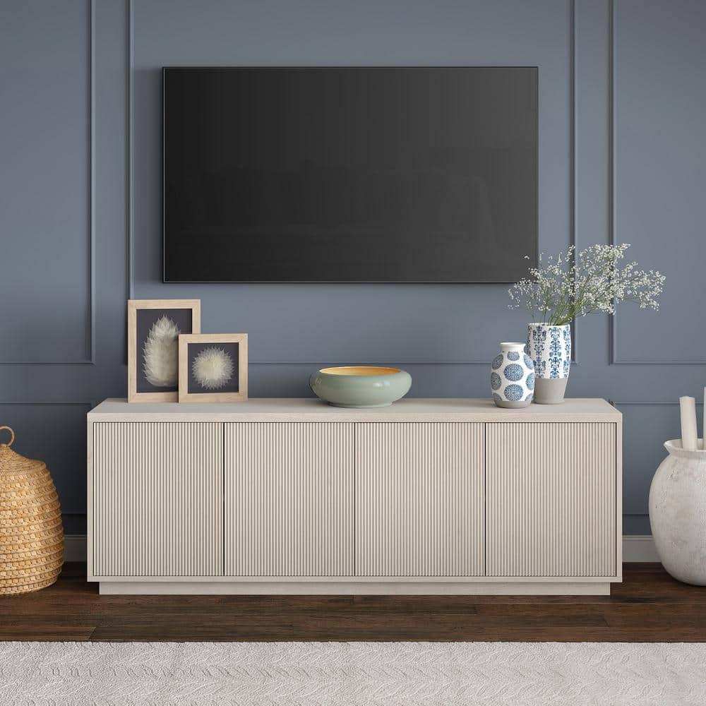 Evelyn&Zoe Hanson Rectangular TV Stand for TV's up to 75", Alder White
