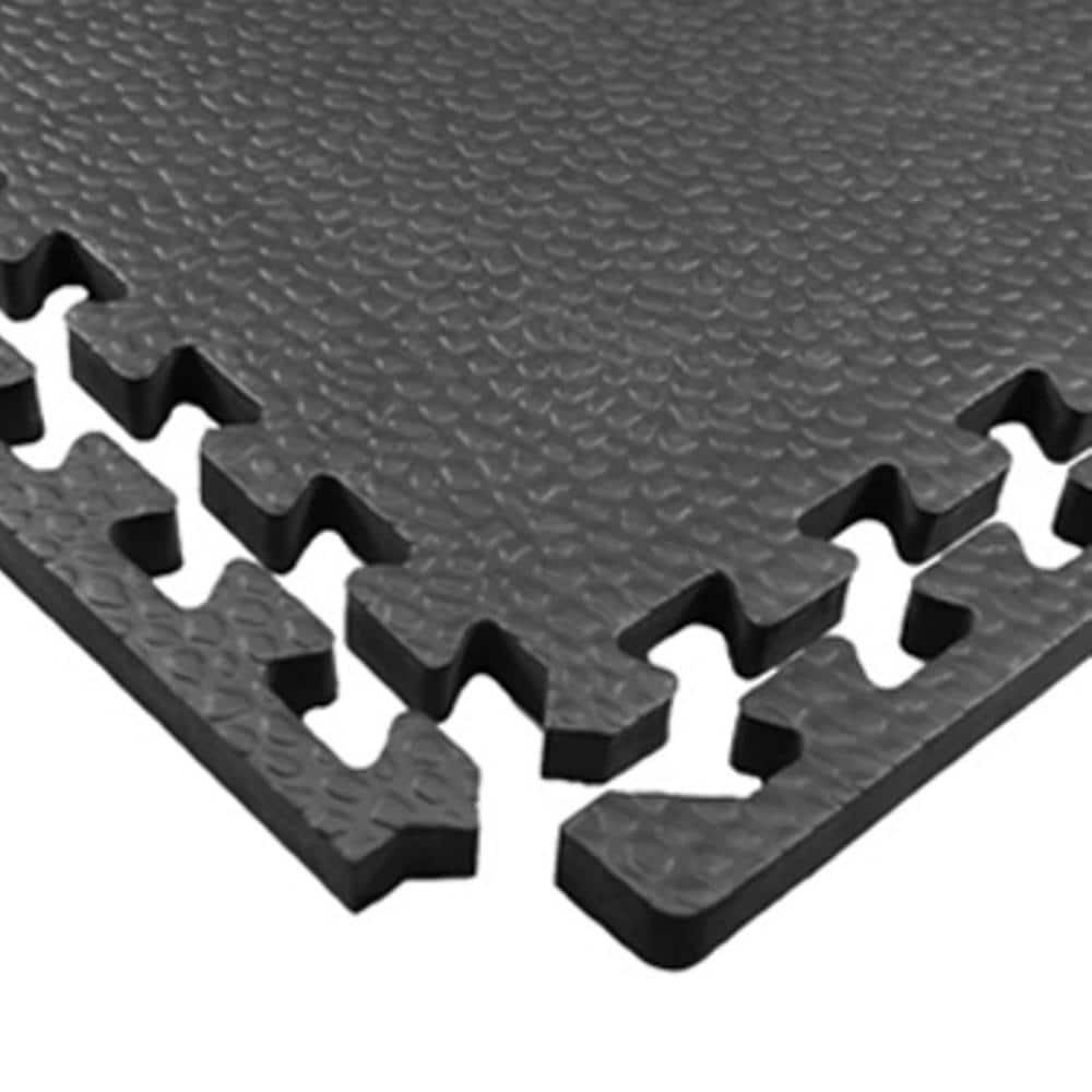 Greatmats Gym Floor Pebble Top Interlocking Foam Tiles Black 10 Pack 2 ft. x 2 ft. x 3/4 in.