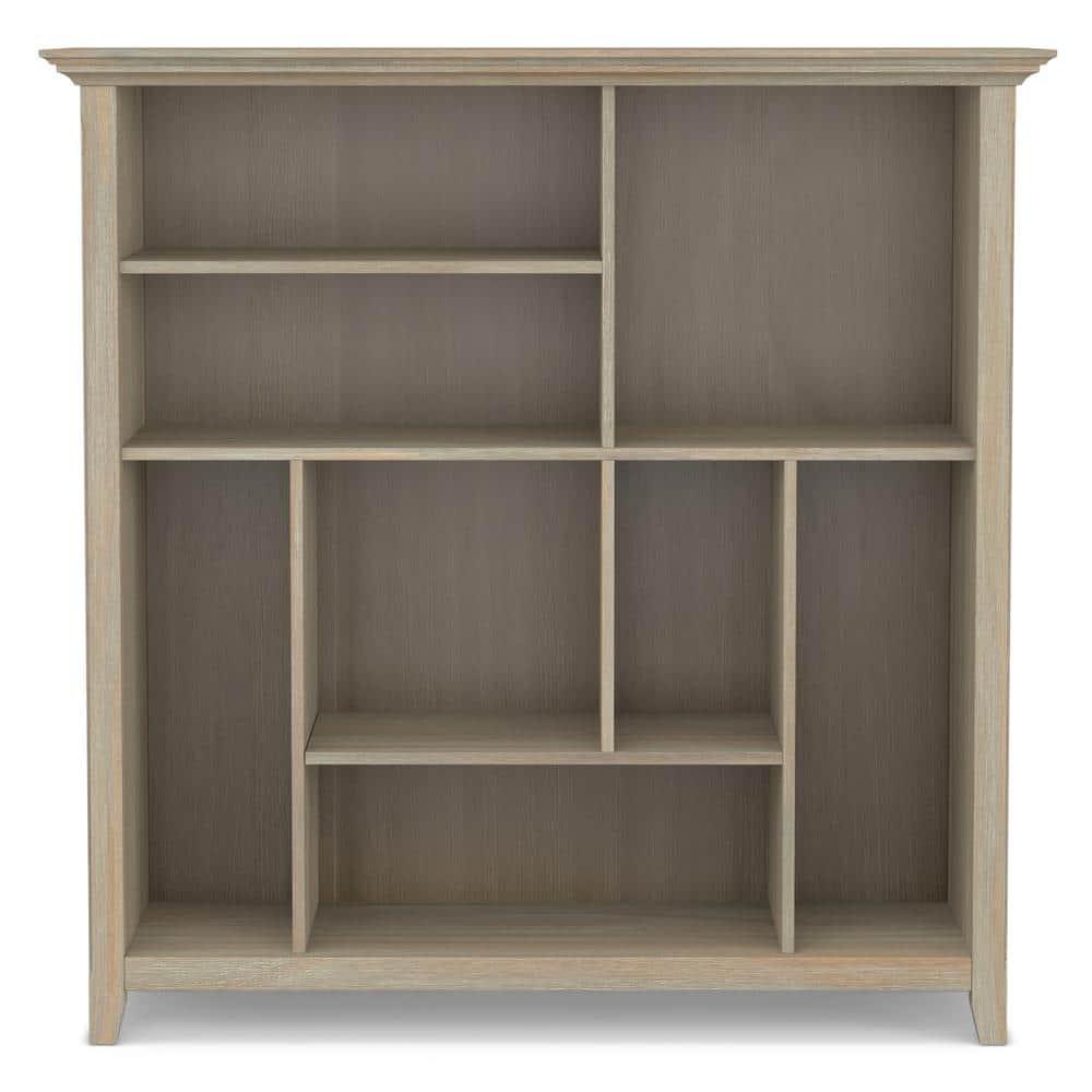 Simpli Home Amherst 44"W Solid Wood Multi Cube Bookcase with 8 Different Sized Storage Cubbies