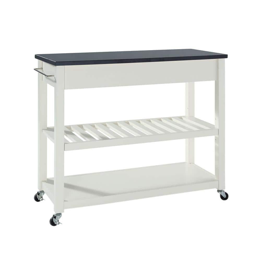Granite Top Kitchen Prep Cart White/Black - Crosley
