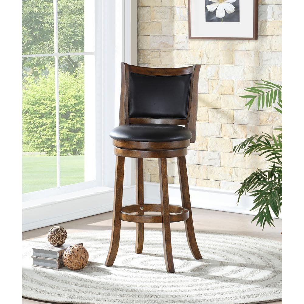 New Classic Furniture, Bristol Wood Swivel Bar Stool with PU Seat in Dark Brown, Brown