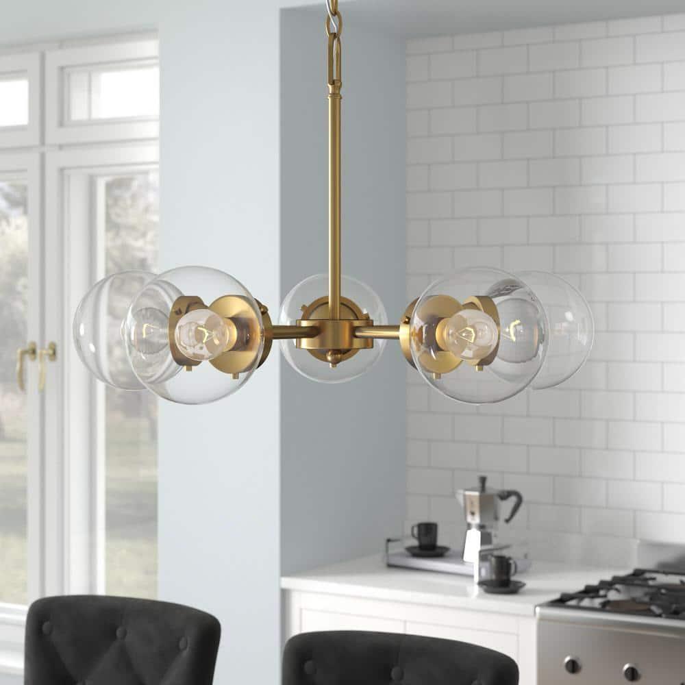 Knoll Vintage Warmth 26" Sputnik Chandelier in Brushed Gold