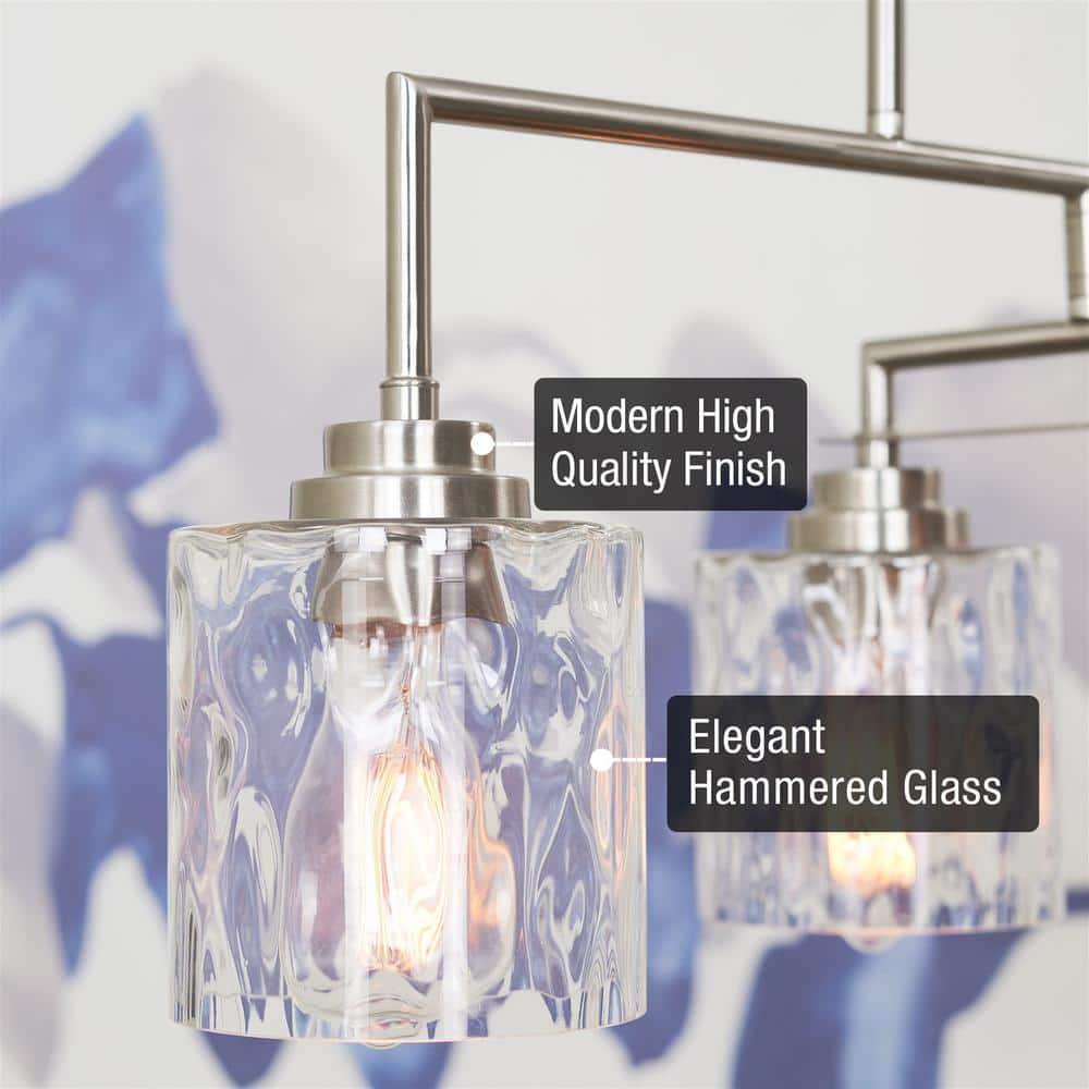 Kira Home Monroe 28" Island Light, Free Swinging Center Arm, Hammered Glass Shades, Adjustable Hanging Height