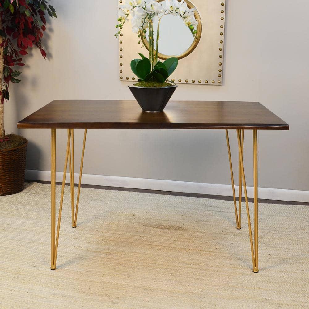 Carolina Classics Seti Live Edge Dining Table in Elm and Gold