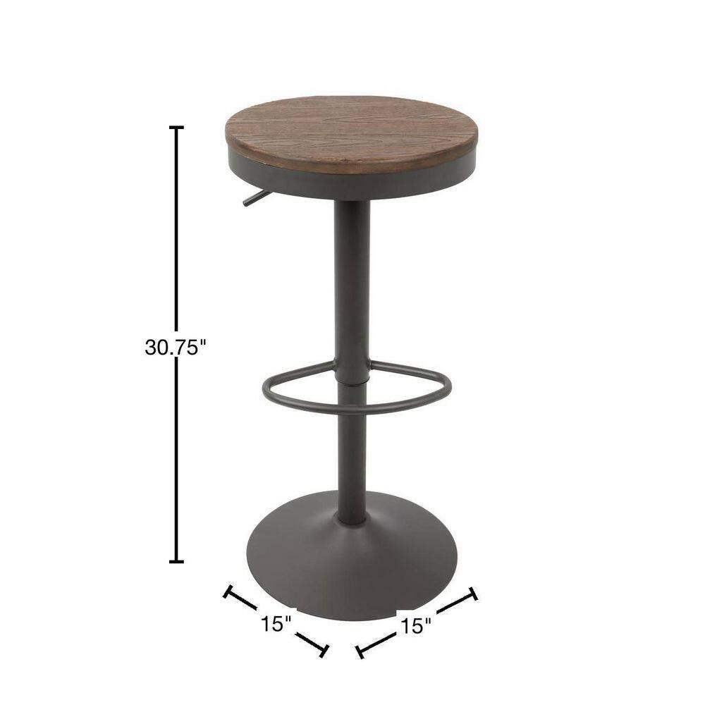Set of 2 Dakota Adjustable Industrial Barstools Gray - Lumisource