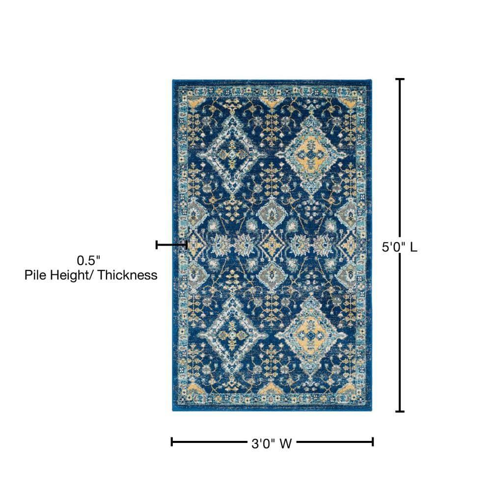 Evoke EVK224 Power Loomed Accent Rug - Royal/Ivory - 3'x5' - Safavieh.