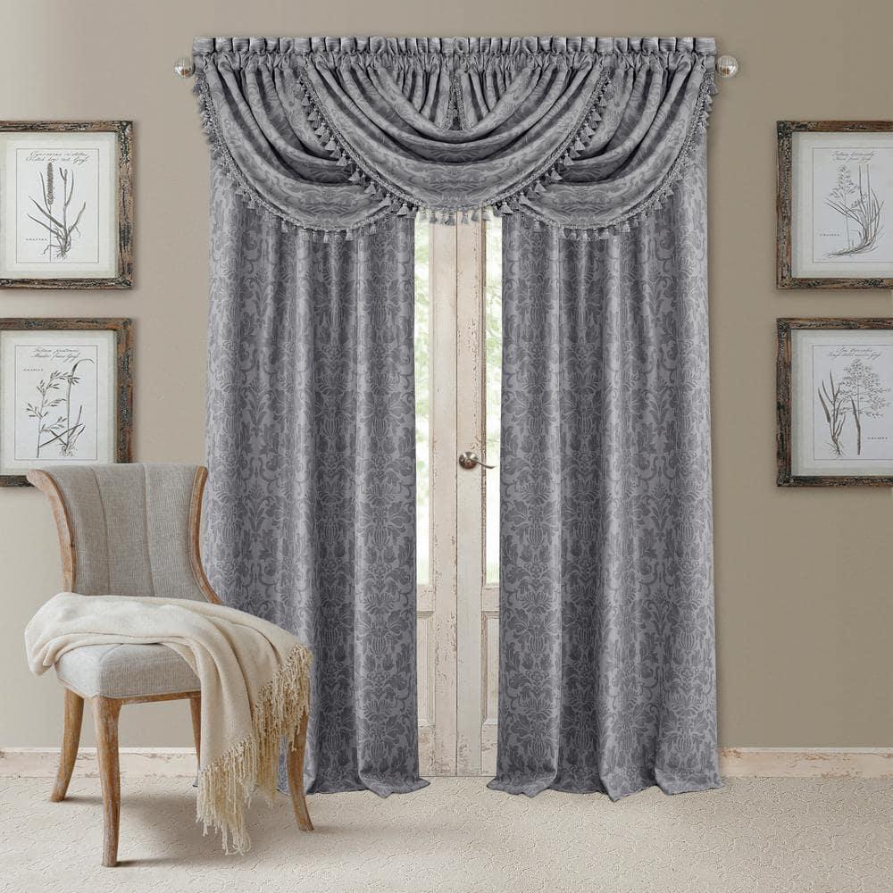 Antonia Blackout Window Curtain Panel - 52" x 84" - Silver - Elrene Home Fashions