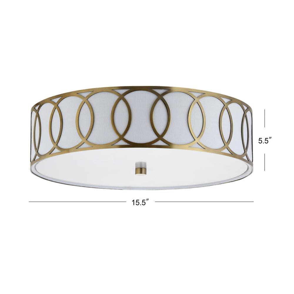 Aubrey 3-Light 15.5" Metal LED Flush Mount, Brass