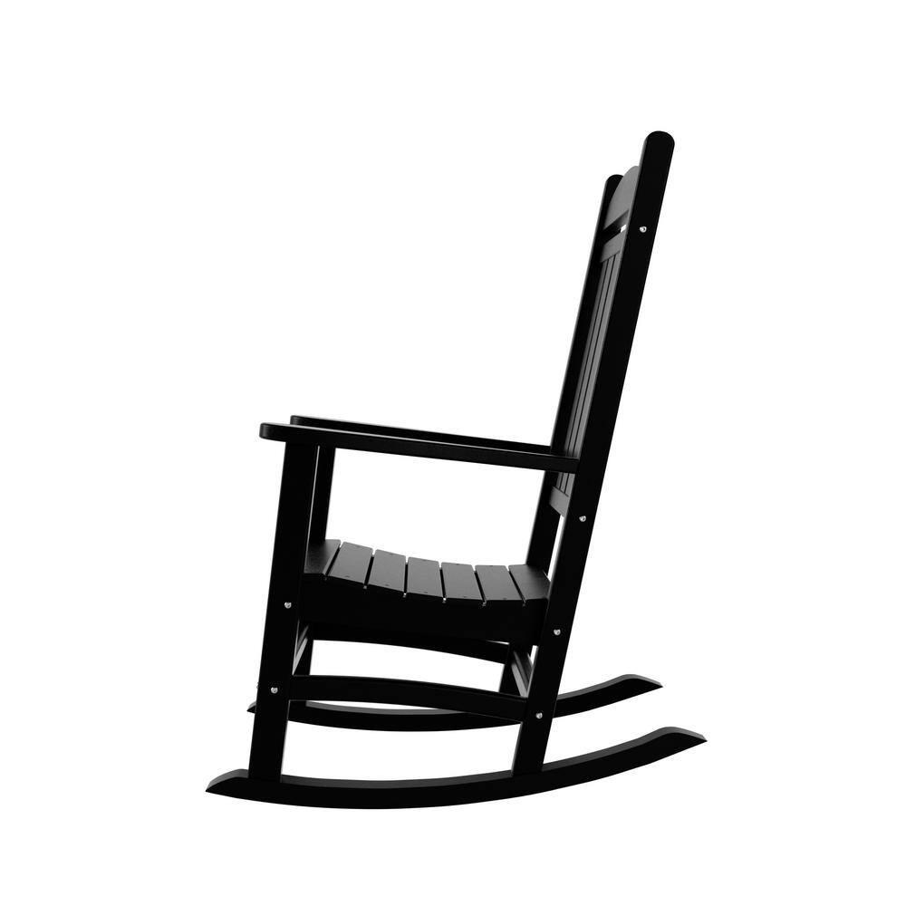 Polytrends  Laguna Hdpe All Weather Outdoor Patio Rocking Chair Black
