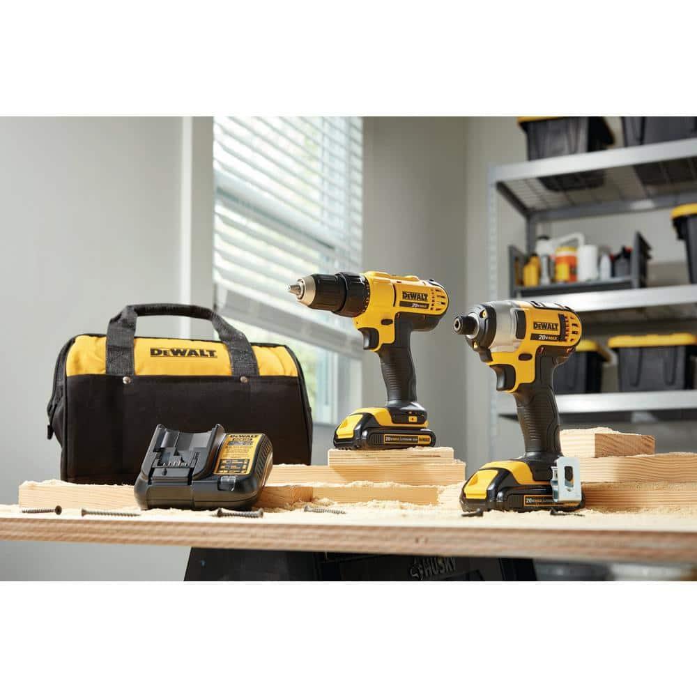 DEWALT 20V MAX Cordless Drill/Impact 2 Tool Combo Kit with (2) 20V 1.3Ah Batteries, Charger, and Bag DCK240C2
