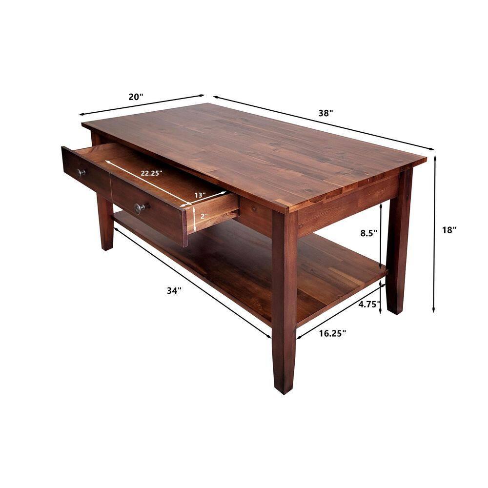 Casual Contemporary Living Solid Acacia Coffee Table - Mahogany