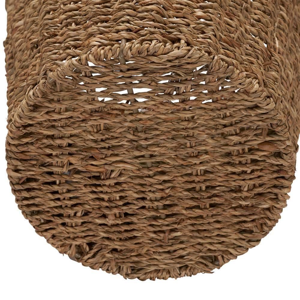 Seagrass Wicker Waste Basket, Handwoven Waste Bin with Metal Frame