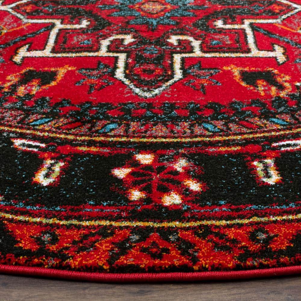 Vintage Hamadan VTH211 Power Loomed Area Rug - Red/Multi - 4' round - Safavieh.