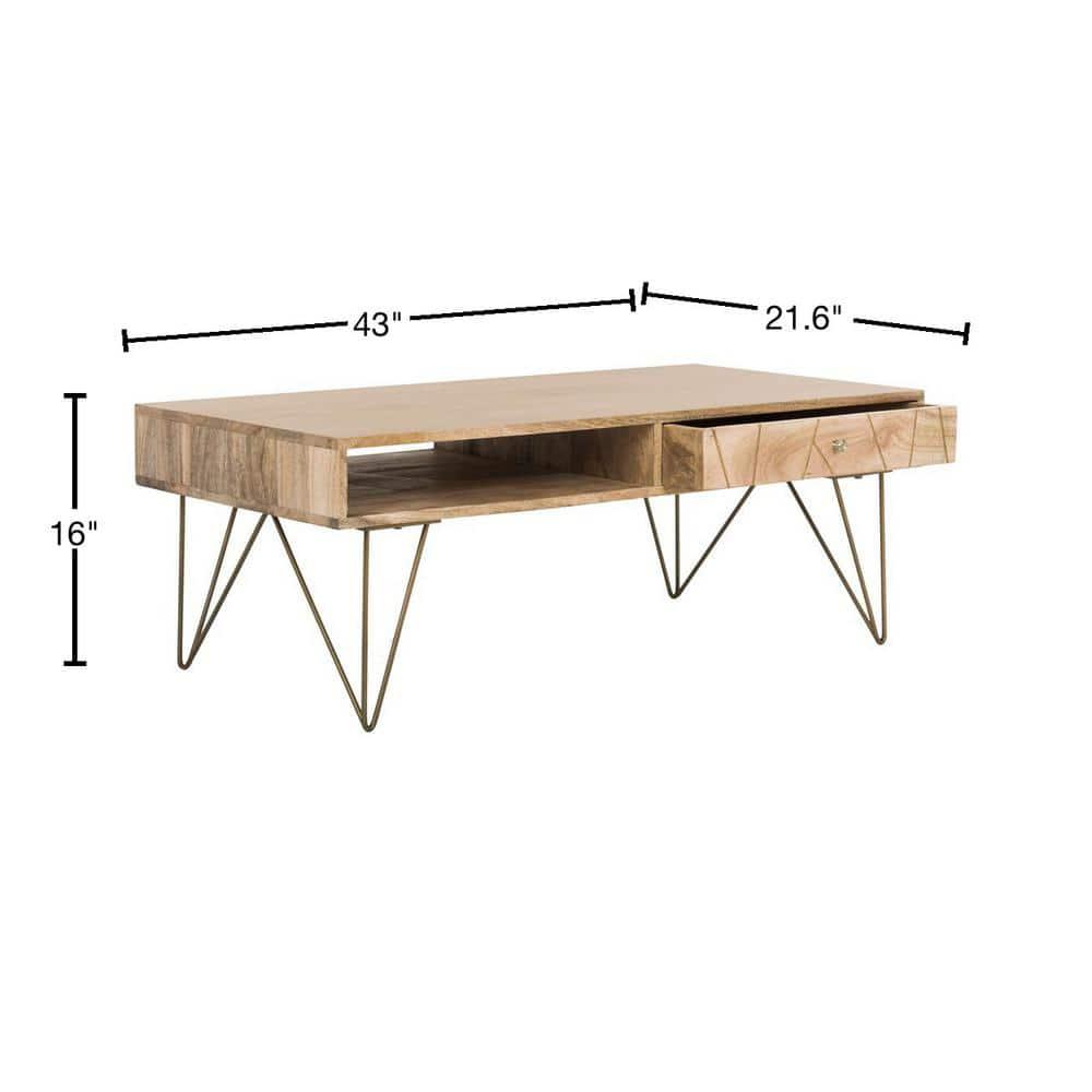 Marigold Coffee Table - Natural/Brass - Safavieh
