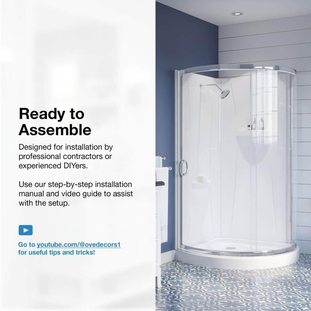 OVE Decors Breeze 33 in. Framed Round Shower Kit w/ Clear Glass, Base, Wall
