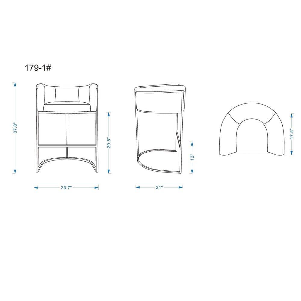Cosmopolitan Upholstered Metal Barstool Camel - Manhattan Comfort: Faux Leather, Low Back, Fixed Height 29.5"