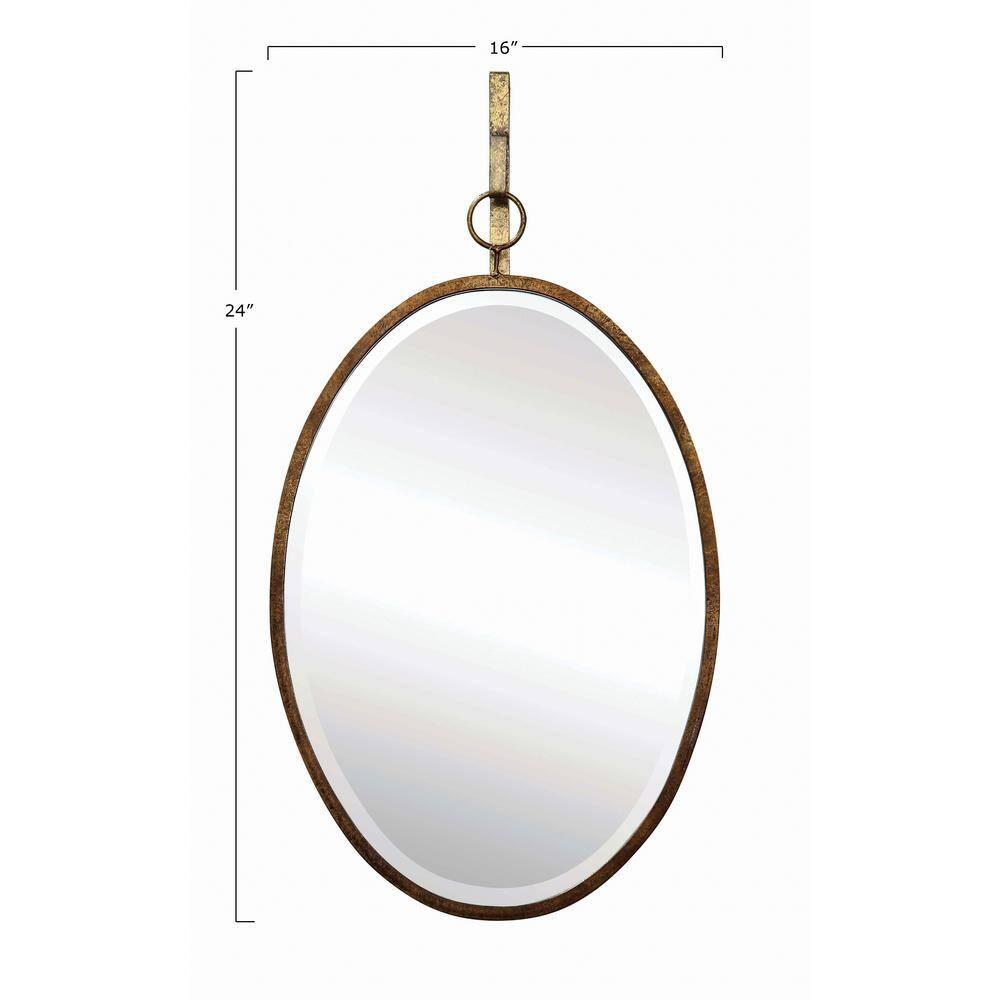 16 in. W x 26 in. H Framed Distressed Gold Decorative Mirror