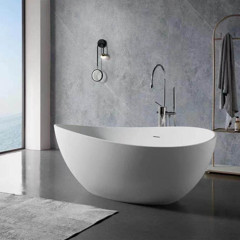 Vanity Art 63" x 37" Freestanding Soaking Stone Bathtub VA6918-ML