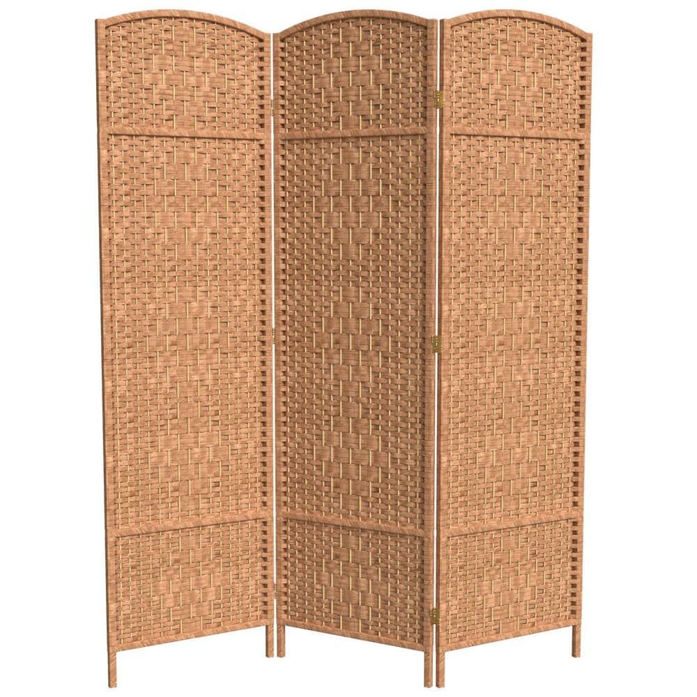 Oriental Furniture 6 ft. Tall Diamond Weave Room Divider - Natural - 3 Panel