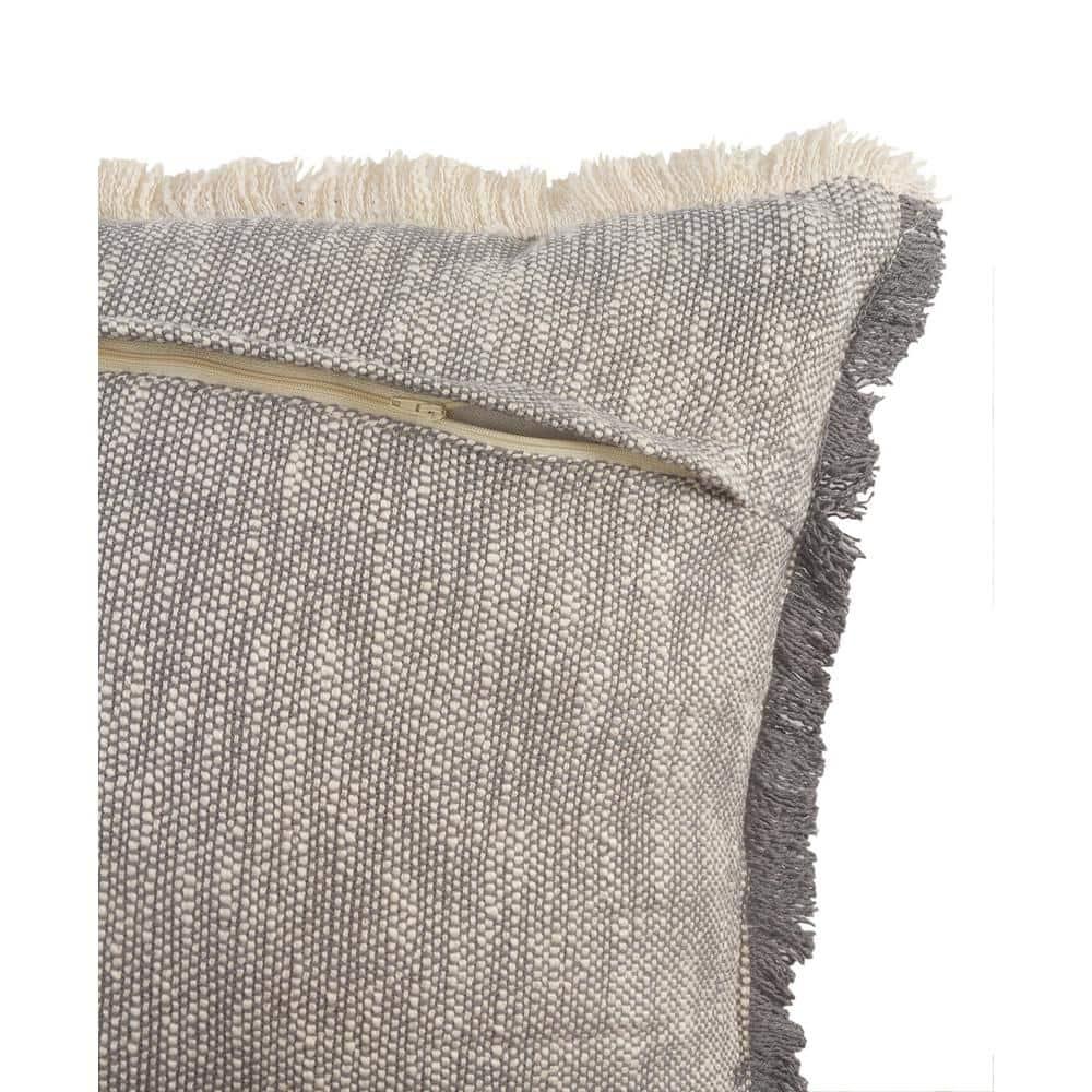 Rajani Home Contemporary Solid Stonewashed Fringed Cotton Throw Pillow Set