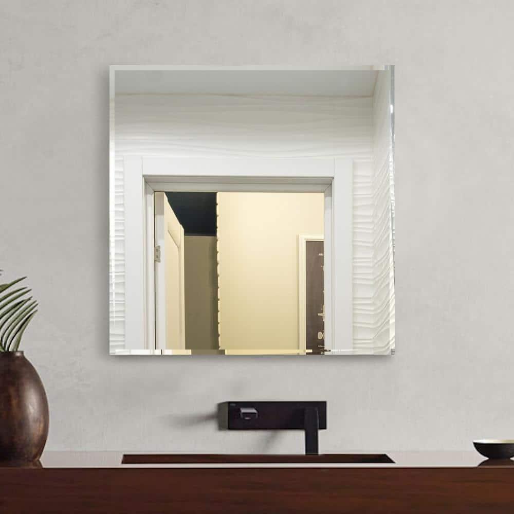 Fab Glass and Mirror Frameless Square Beveled Wall Mirror