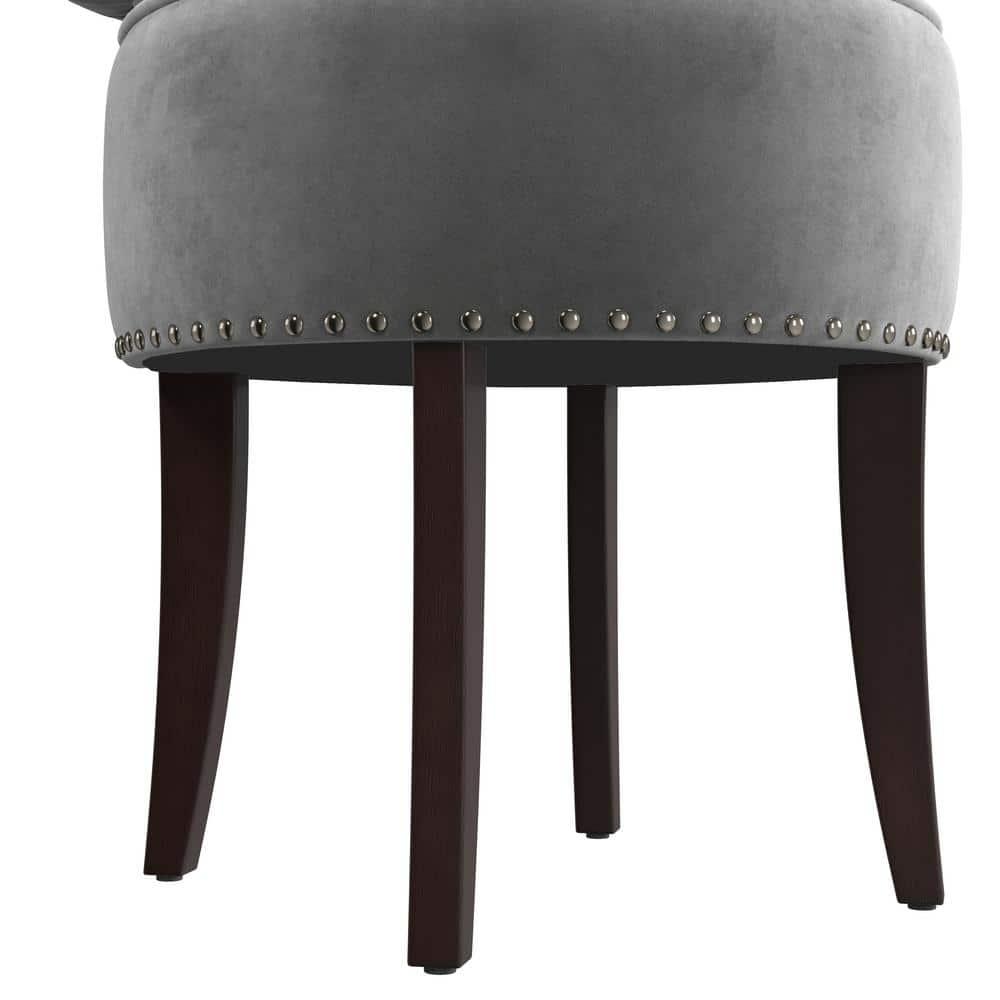 22.5" Lena Wood and Upholstered Vanity Stool Gray - Hillsdale Furniture