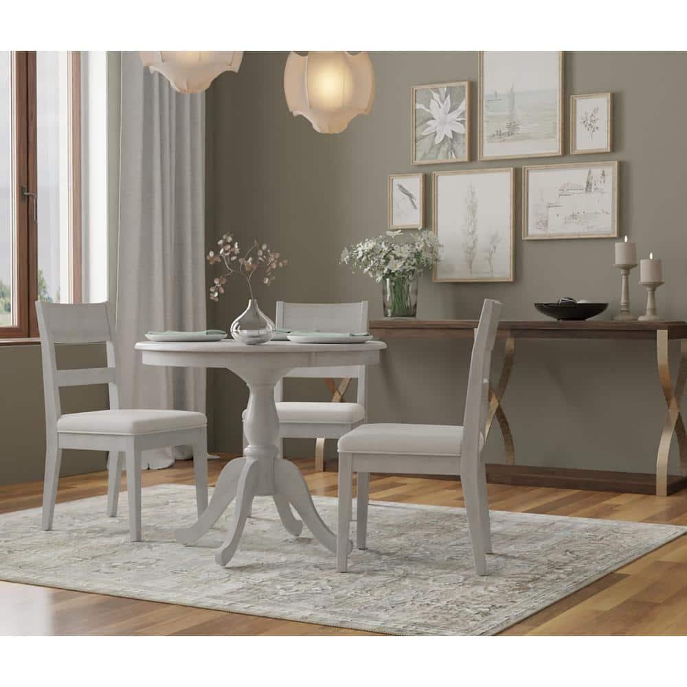 Carolina Living 36" Salem Round Pedestal Dining Table White Wash: Rubberwood, Seats 4, Adult Assembly Required