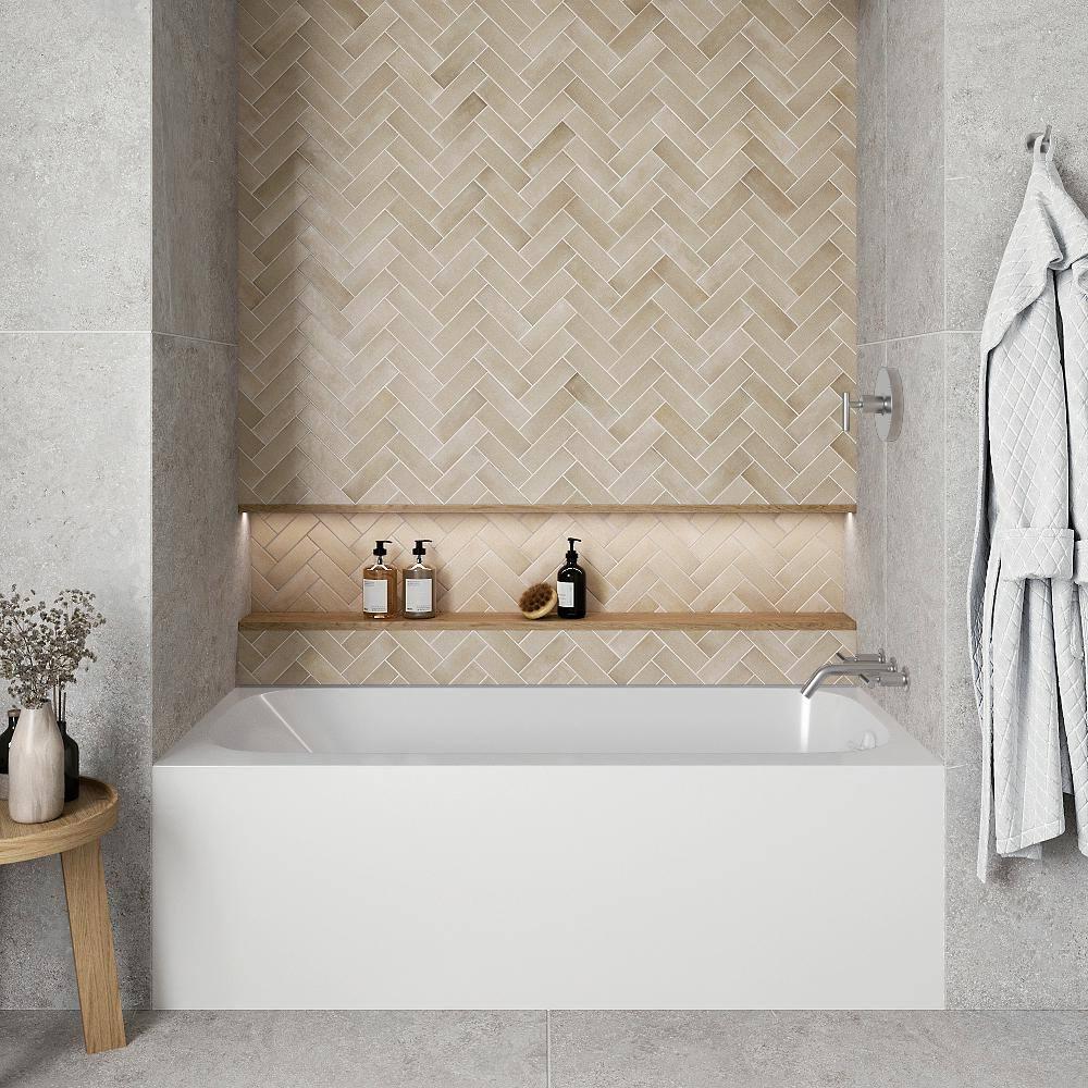 Streamline 60 in. x 30 in. Acrylic Right-Hand Drain Alcove Bathtub in Glossy White With External Drain