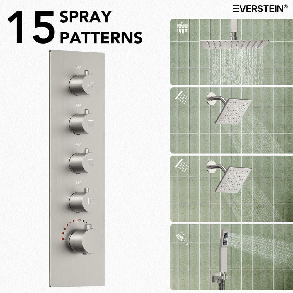 Thermostatic Shower Faucet 16" High-Pressure Triple Showerheads with Rough-In Valve