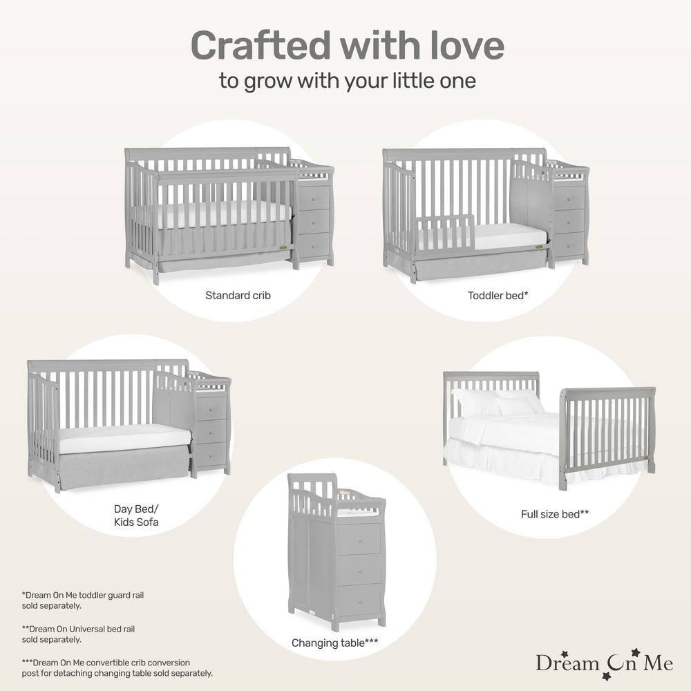 Pebble Grey Pine 5-in-1 Convertible Crib with Changer