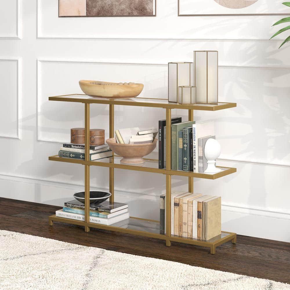 Evelyn&Zoe Greenwich 42" Wide Rectangular Console Table, Brass