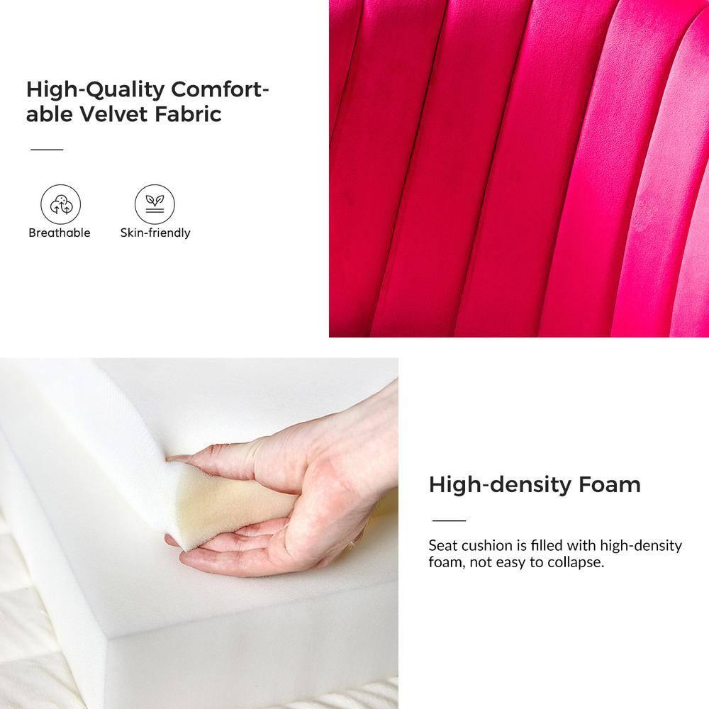 Modern Velvet Accent Chair Upholstered Small Vanity Chair Bedroom Living Room Fuchsia
