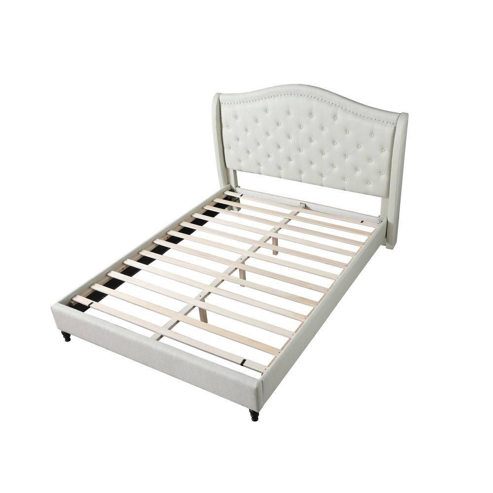 Best Master Furniture  Myrick Upholstered Tufted Platform King Bed, Beige