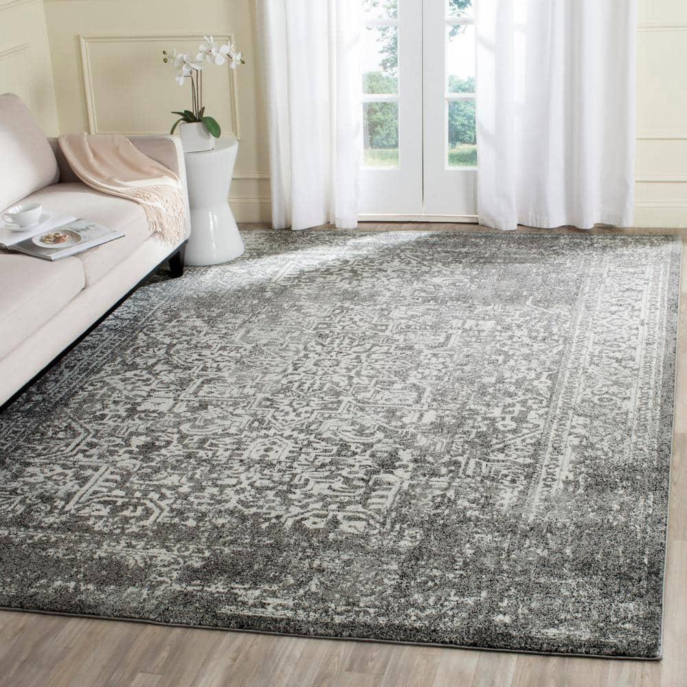 SAFAVIEH Evoke Trena Traditional Distressed Area Rug, Grey/Ivory, 9' x 12'