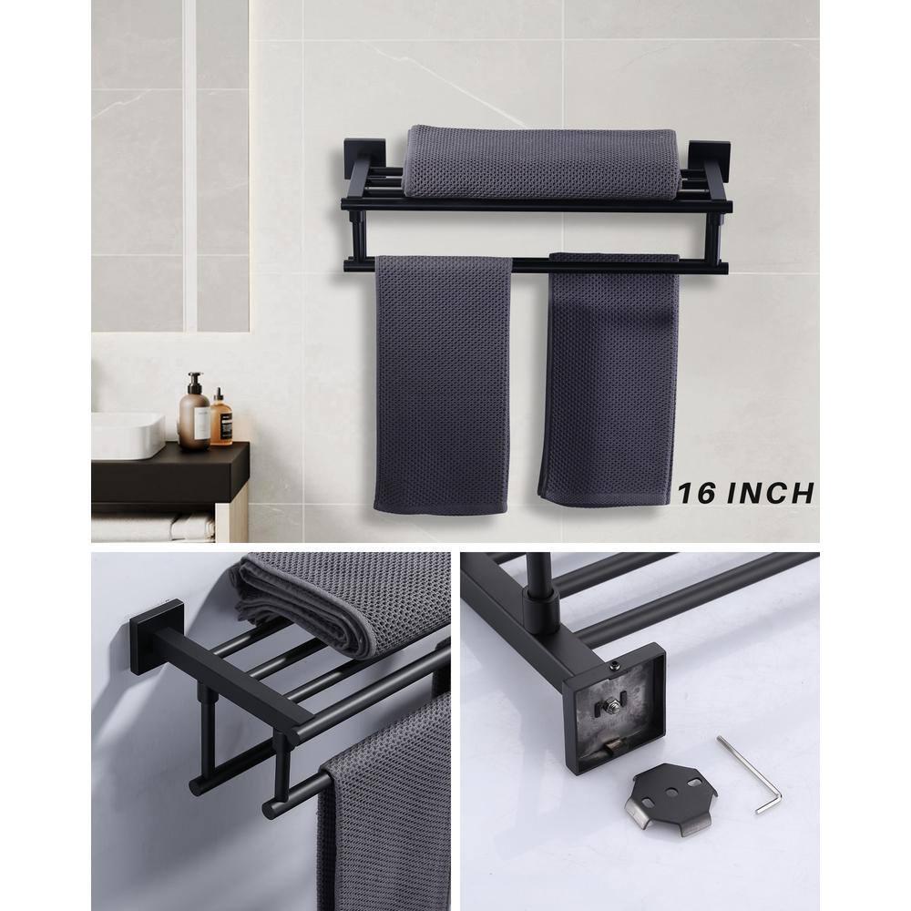 ARCORA 2-Tier 20" Wall Mounted Stainless Steel Bathroom Towel Rack With 2 Towel Bars Round Rods AR5150102B-20