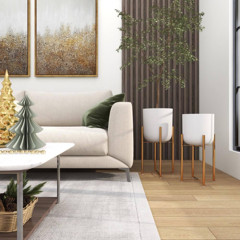 CosmoLiving by Cosmopolitan 2 - Piece Metal Dome Indoor Outdoor Planter with Removable Stand Set