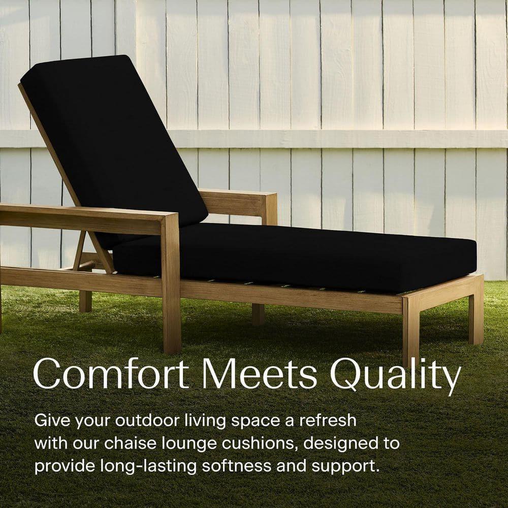 Honeycomb Outdoor Chaise Lounge Cushion - Sunbrella Canvas Black