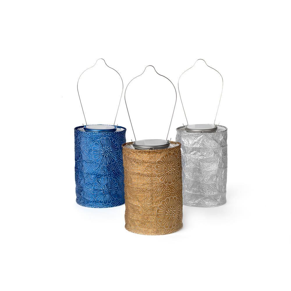 Stella Tyvek Blue Solar Hanging Lantern with Dual LED Lights