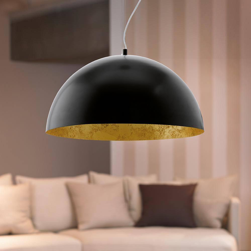 32" 1-Light Gaetano LED Pendant Black and Gold - EGLO: Contemporary Iron Bowl Shade, ETL Listed, Adjustable