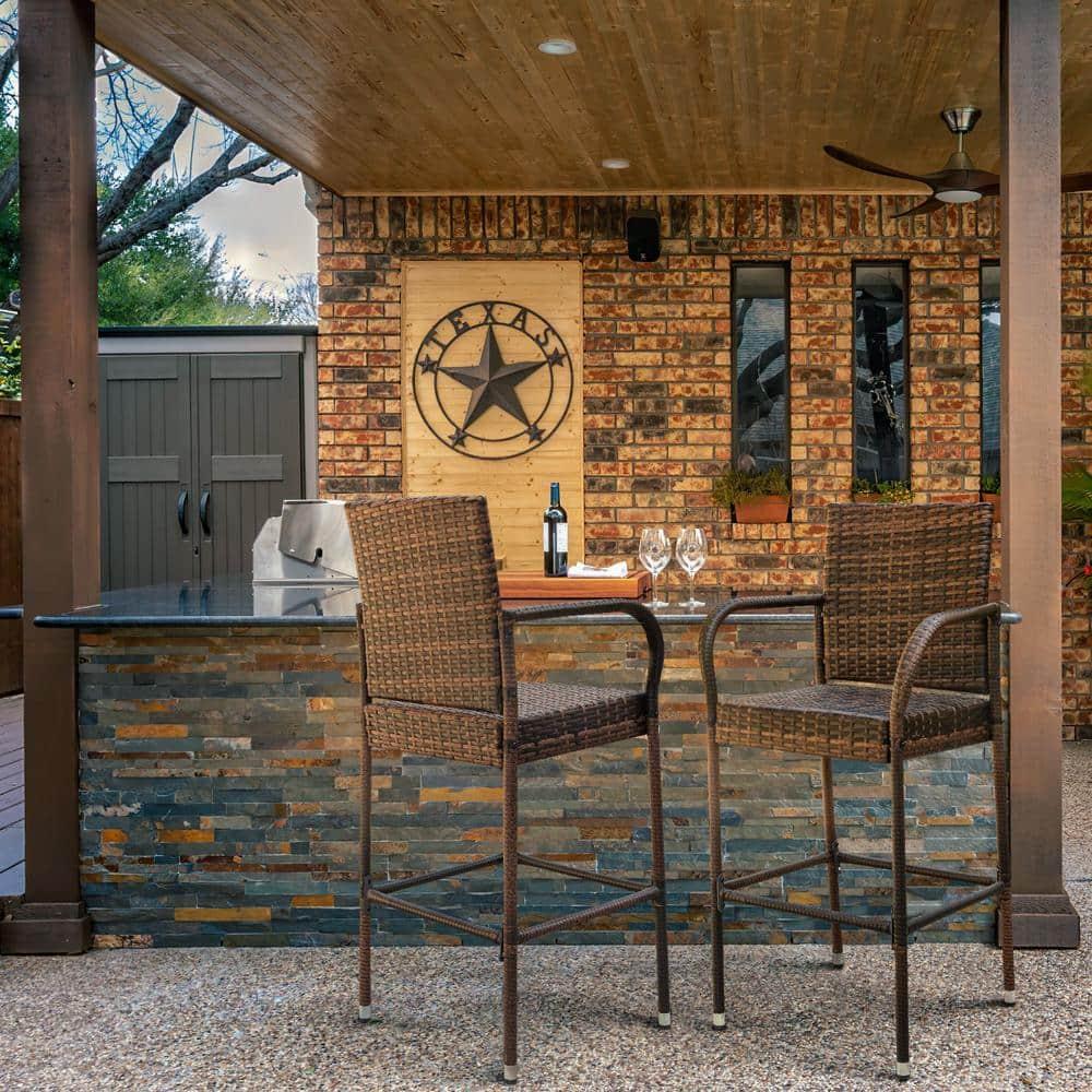 Chillrest Rattan Wicker Outdoor Bar Stool 2 Pack