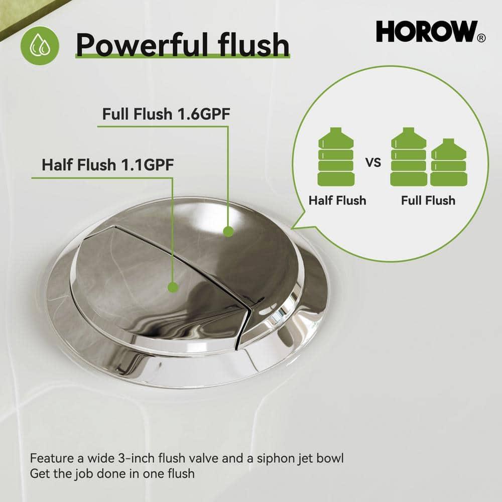 HOROW 1.28 Gallons GPF Round Chair Height Floor Mounted Two-Piece Toilet (Seat Included)
