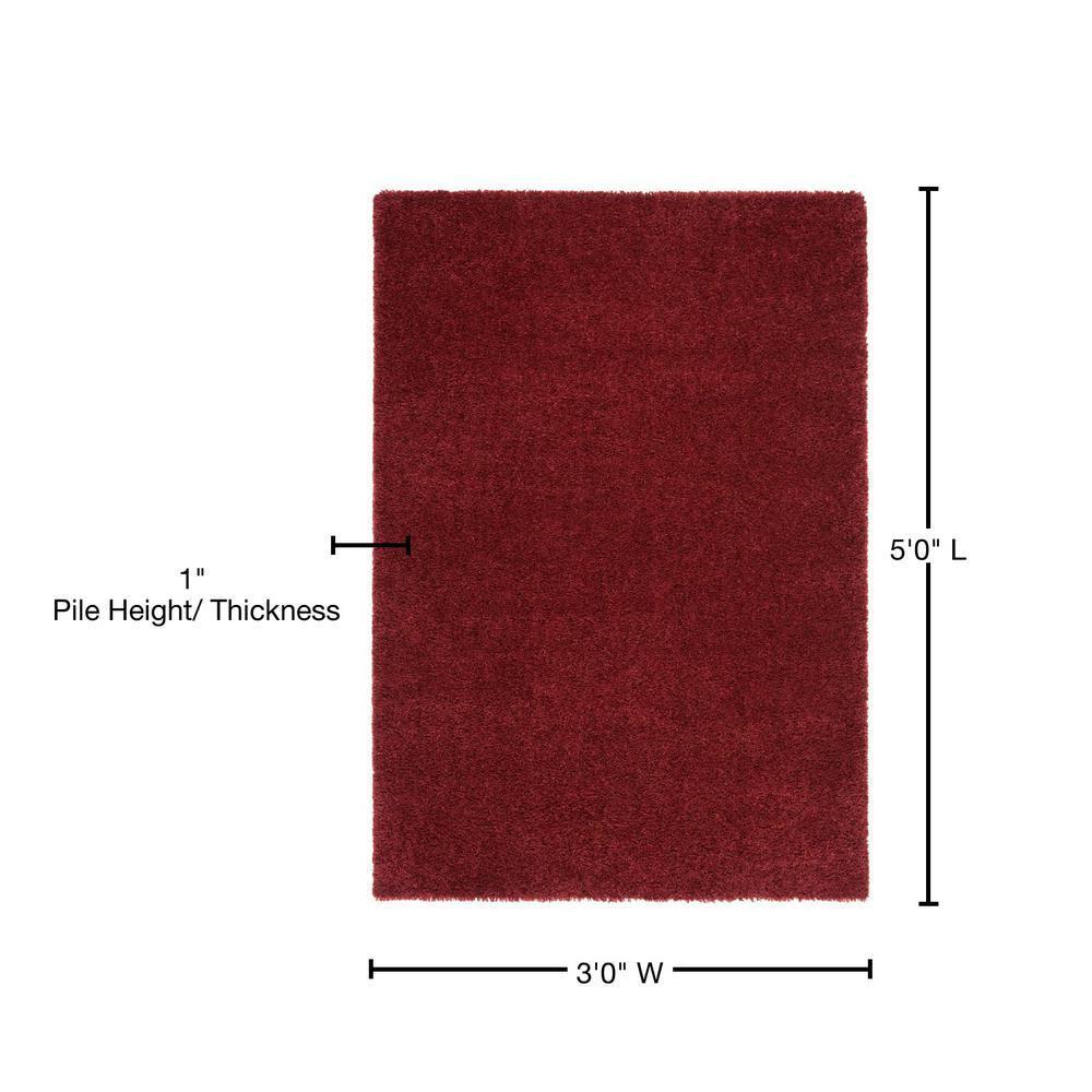 SAFAVIEH August Carlene Solid Plush Shag Area Rug, Burgundy, 3' x 5'