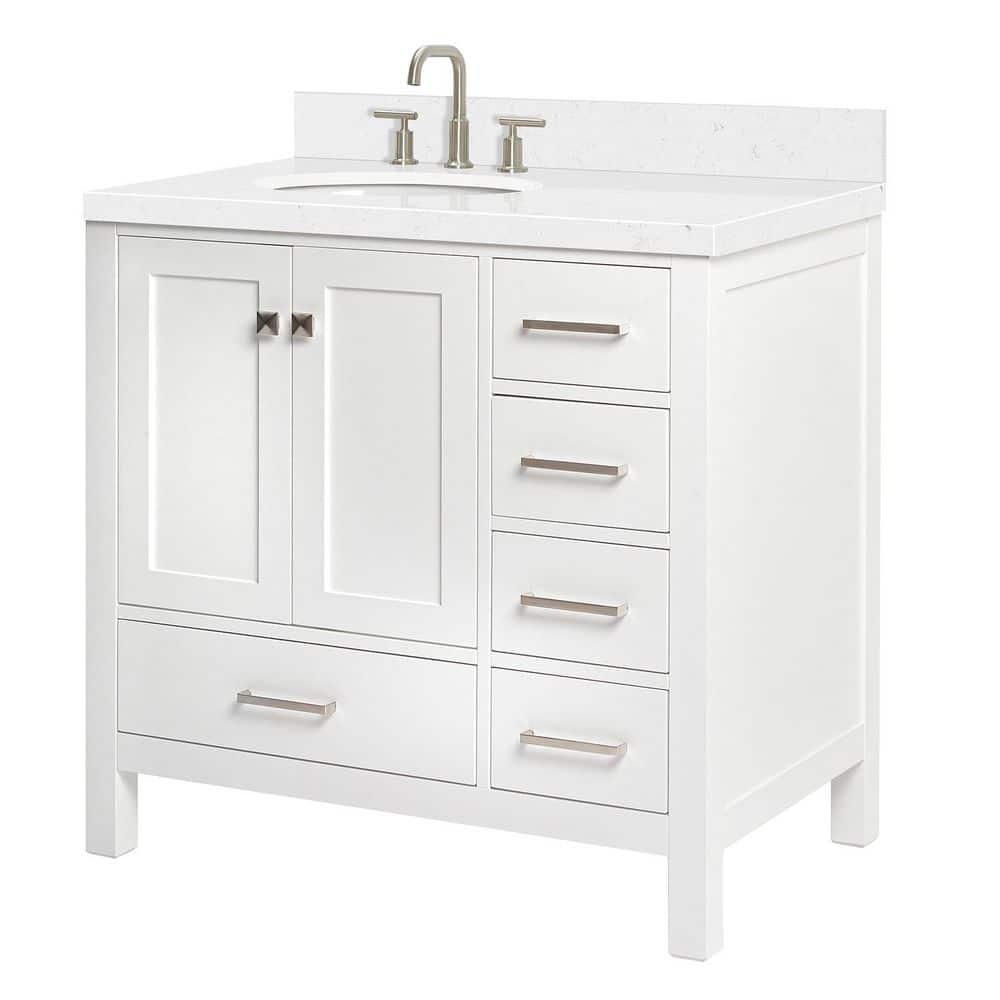 Ariel A036slcqovo Cambridge 36" Free Standing Single Basin Vanity Set - White