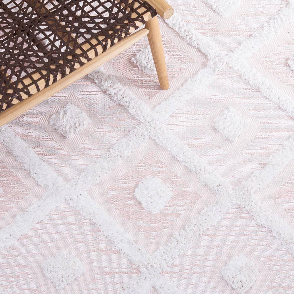 Augustine Pink/Ivory 9 ft. x 12 ft. Multi-Diamond Striped Area Rug