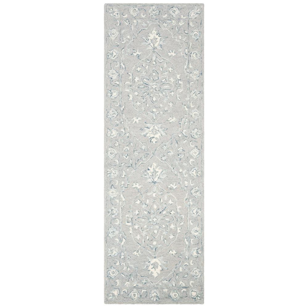 Micro-Loop MLP504 Hand Tufted Indoor Runner Rug - Light Grey/Ivory - 2'3"x9' - Safavieh